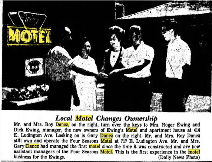 Avenue Motel (Dancz Motel) - Jul 17 1965 Article